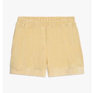 WEWOREWHAT KNIT FOLDOVER TOWEL TERRY SHORTS TAUPE SIZE S